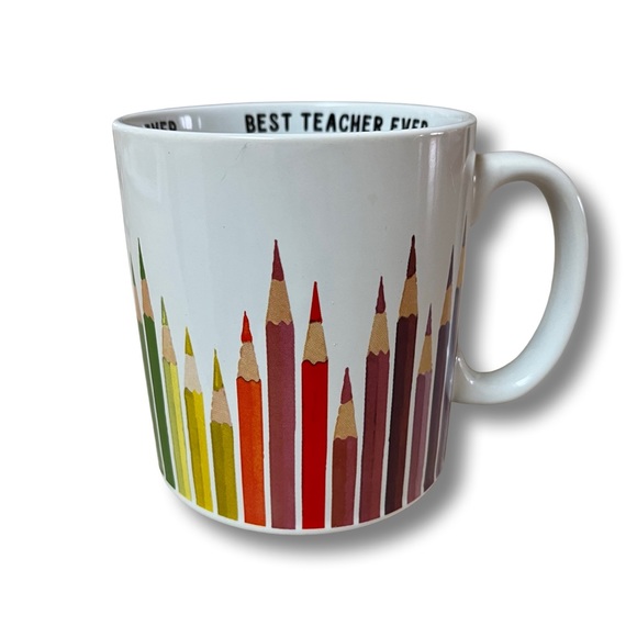 Colored Pencil Large Coffee Mug “Best Teacher Ever” Gift for School - Picture 1 of 5